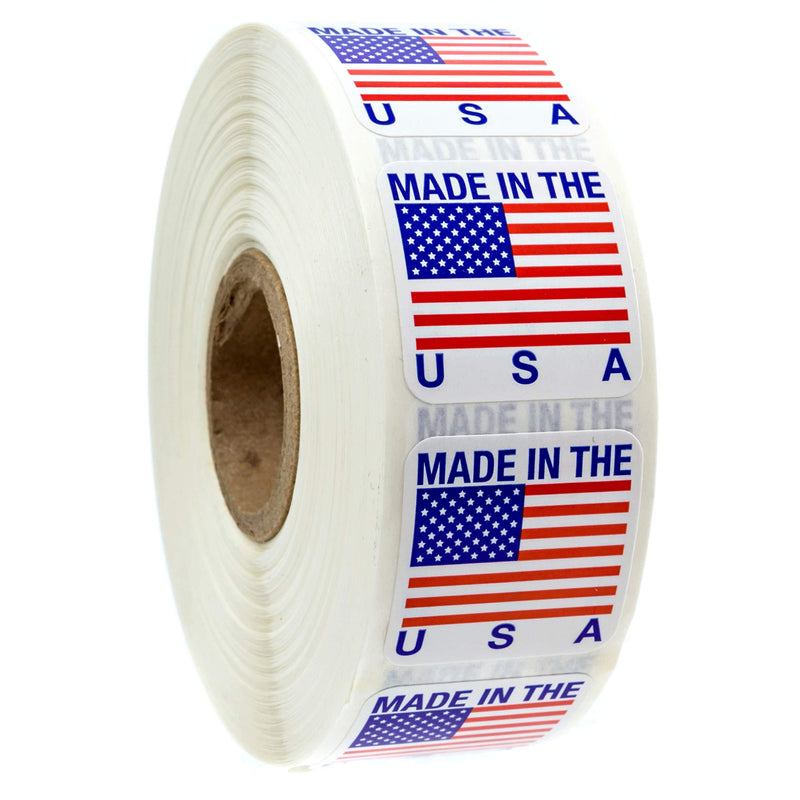 1" x 1" Made in The USA Stickers / USA Made Labels / 1000 American Manufacturer Labels Per Roll