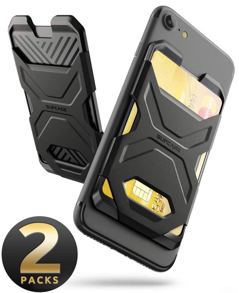 SUPCASE Adhesive Slim Wallet,(2-Pack) Ultra Thin Stick-On Silicone Credit Card Holder Sticker Adhesive Cell Phone Wallet Compatible for Most Smartphonesï¼ˆnot fit Mobile Phones with Curved Backï¼‰(Black)