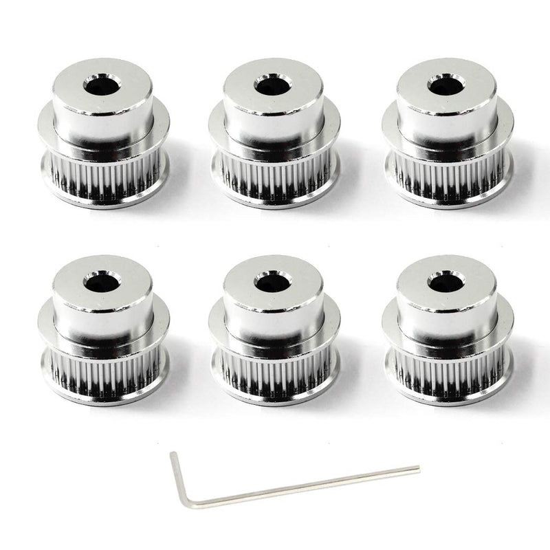 GT2 Timing Belt Pulley 36 Teeth 5mm Bore for 3D Printer CNC 6mm Width Belt Pack of 6 (Wrench Included) 36 teeth bore 5mm width 6mm