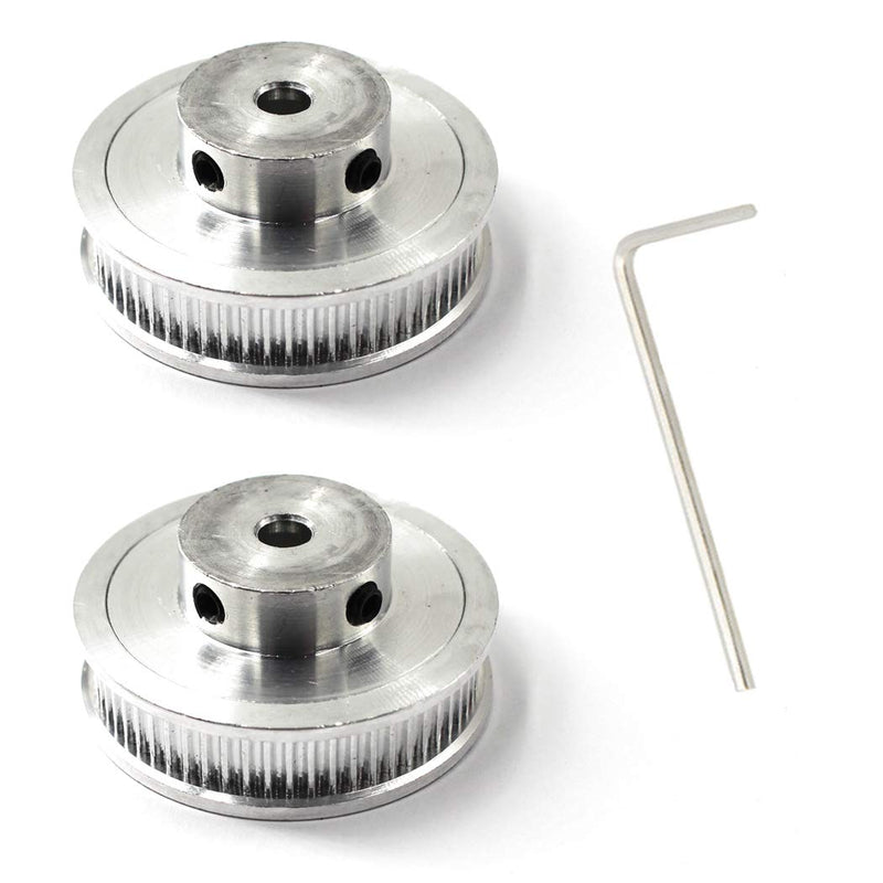 GT2 Timing Belt Pulley 60 Teeth 5mm Bore for 3D Printer CNC 6mm Width Belt Pack of 2 (Wrench Included) 60 teeth bore 5mm width 6mm