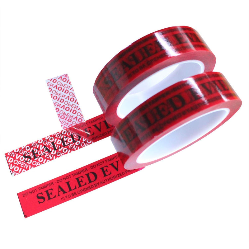 2 Rolls Precut Total Transfer Tamper Evident Warranty Void Security Seal Tapes for Evidence Box & Envelopes, Shipment, Mail, Door, and More (1 in x 55 Yards x 2 mil, Easy-to-Tear, Red – TamperSTOP)