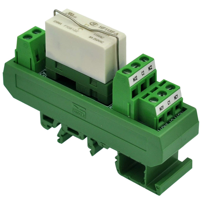 Electronics-Salon AC 115V Slim DIN Rail Mount 8Amp DPDT Power Relay Interface Module, 115VAC Relay Module RTE24615 115VAC