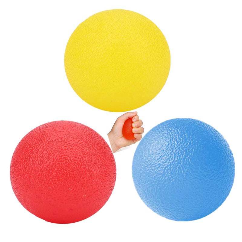 3pcs Stress Relief Ball Multiple Resistance Therapy Exercise Gel Squeeze Balls Kits for Hand Finger Wrist Muscles Arthritis Grip Exerciser Strengthening