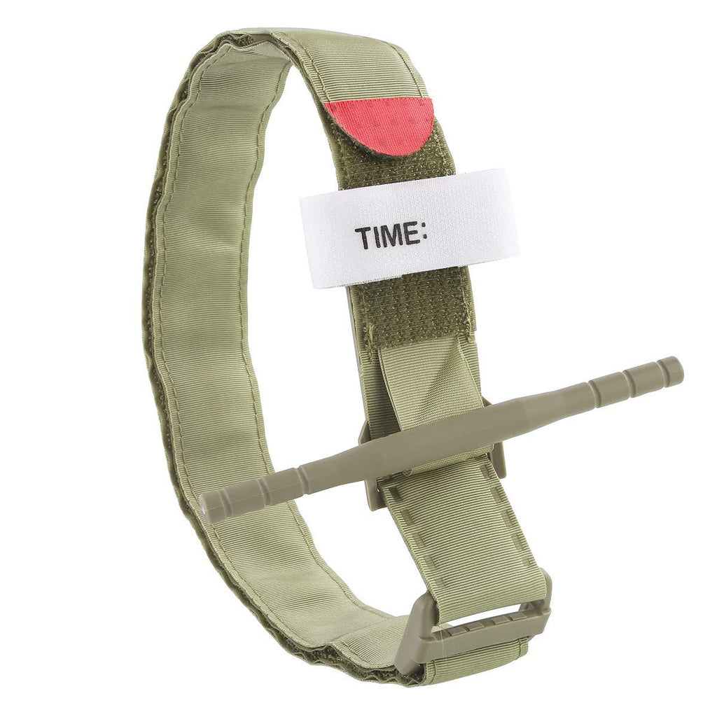 DEALPEAK Portable Medical Tourniquets Combat Emergency Military Tactical Arterial Bleeding Tourniquet Belt Strap for Outdoor One Hand First Aid Pre-Hospital Life Saving (Army Green) Army Green