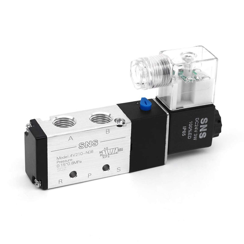 SNS 4V210-N08/AC110V 5/2 Port 1/4 NPT Inlet Single Coil Pilot-Operated Electric Solenoid Valve