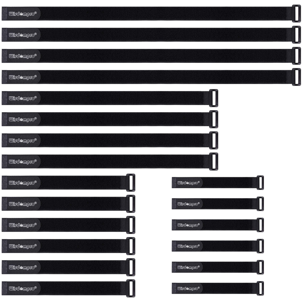 20 Pack (8 12 18 24 Inches) Hook and Loop Reusable Fastening Cable Tie Down Straps by Wisdompro - Reusable, Durable Functional Ties to Keep Your Home, Office, Workspace from Tangled Messes of Cords Mixed Size, 20 Pack
