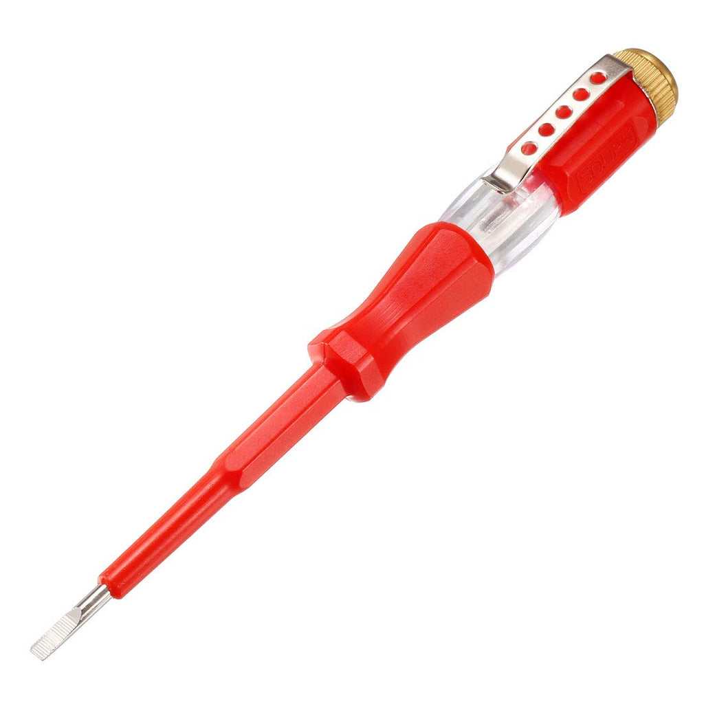 uxcell Voltage Tester AC 100-500V with 3mm Slotted Screwdriver with Clip for Circuit Test, Red