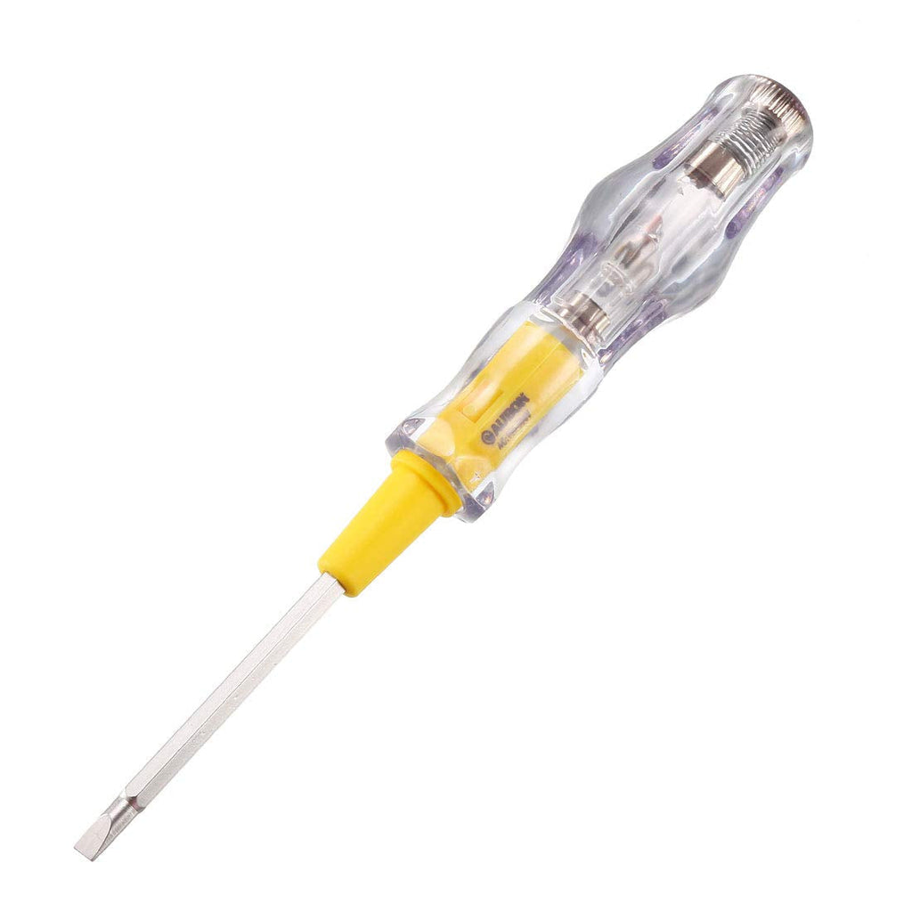 uxcell Voltage Tester AC 100-500V with 3.5mm Slotted Phillips Screwdriver 151mm Length for Circuit Test, Clear and Yellow