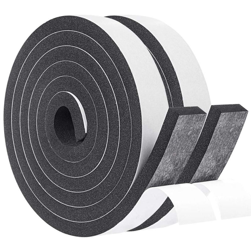 Yotache Foam Insulation Tape 2 Rolls 1 Inch Wide X 3/8 Inch Thick, High Density Foam with Adhesive Tape Self Stick Weather Stripping Thick, Total 13 Feet Long (2 X 6.5 Ft Each) 1" W x 3/8" T