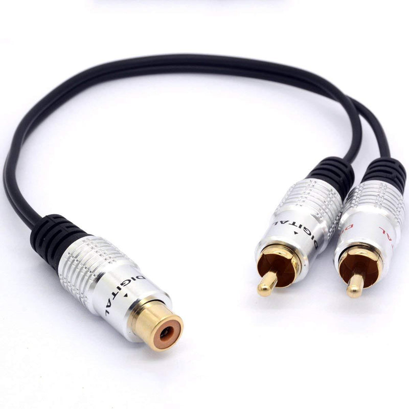 25cm RCA Y Adapter 1 RCA Female to 2 RCA Male Splitter Cable for Audio Amplifier Subwoofer(RCA Female to 2 Male)