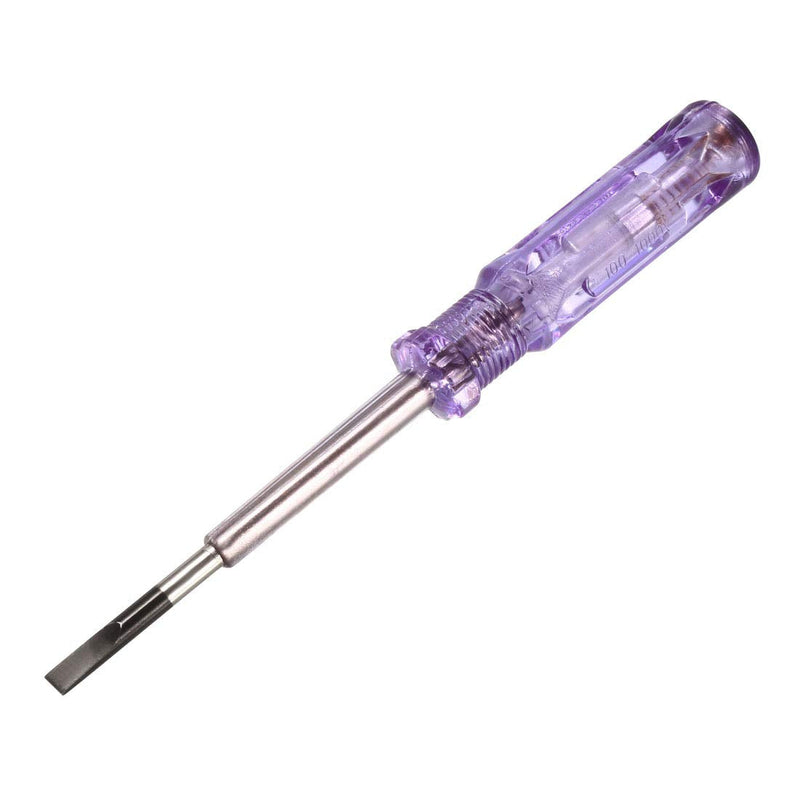 uxcell Voltage Tester AC 100-500V with 5mm Slotted Screwdriver for Circuit Test, Clear Purple