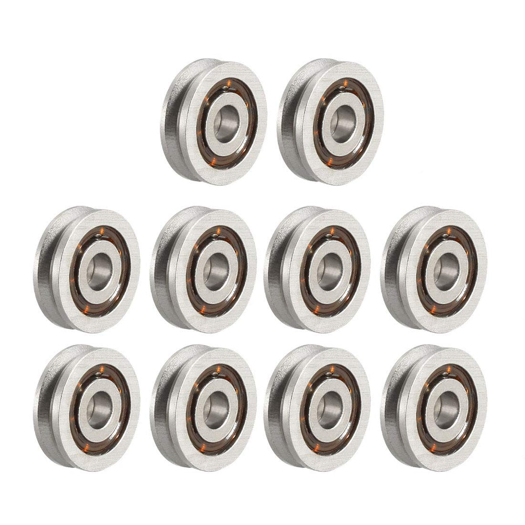 uxcell V623 V-Groove Ball Bearing 3x10x3mm 623VV Open Type Guide Pulley Wheel Bearings 10 Pack