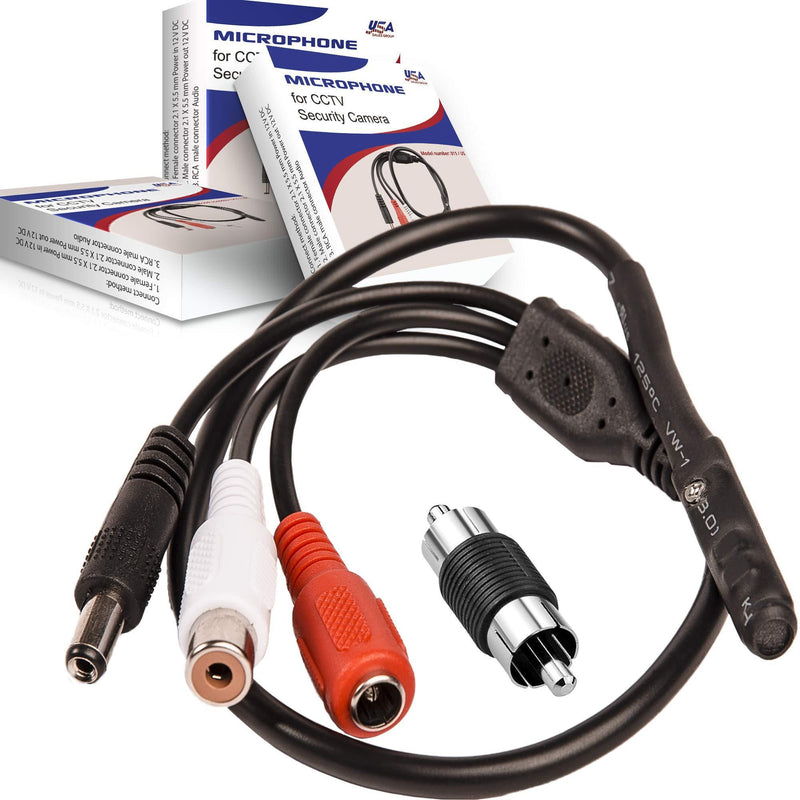 CCTV Microphone Security Microphone Audio Microphone Tiny Outdoor CCTV Surveillance Microphone RCA Microphone DVR with High Sensitive Preamp Amplified Pickup Device Mic External Camera Sound (3Pack) 3 Pack