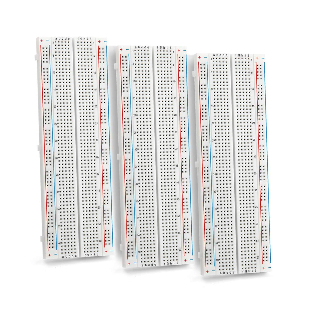 Chanzon 3 pcs Breadboard with 830 Tie Points (MB-102) Solderless Prototype Kit Universal PCB Bread Board Plus 2 Power Rail and Adhesive Back for Small DIY Kits Arduino Proto Raspberry rasp Pi Project