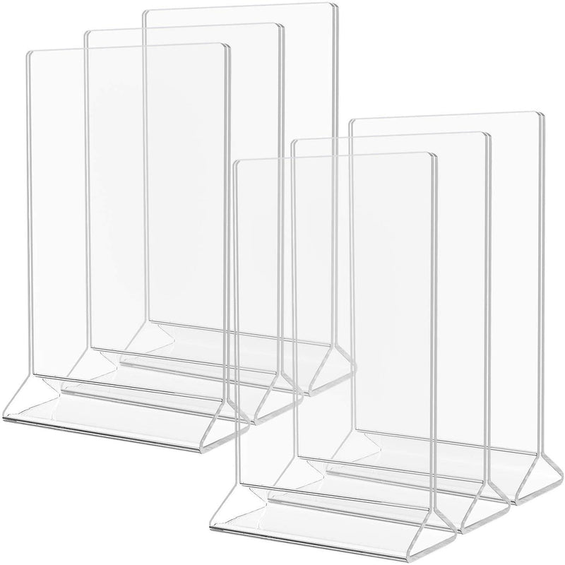 MaxGear Acrylic Sign Holder-Table Card Display-4 X 6 inches Clear Sign Display Holder-Plastic Table Menu Stand -Double Sided Ad Picture Frame for Office, Home, Store, Restaurant, 6 Pack 4x6'' 6 Pack