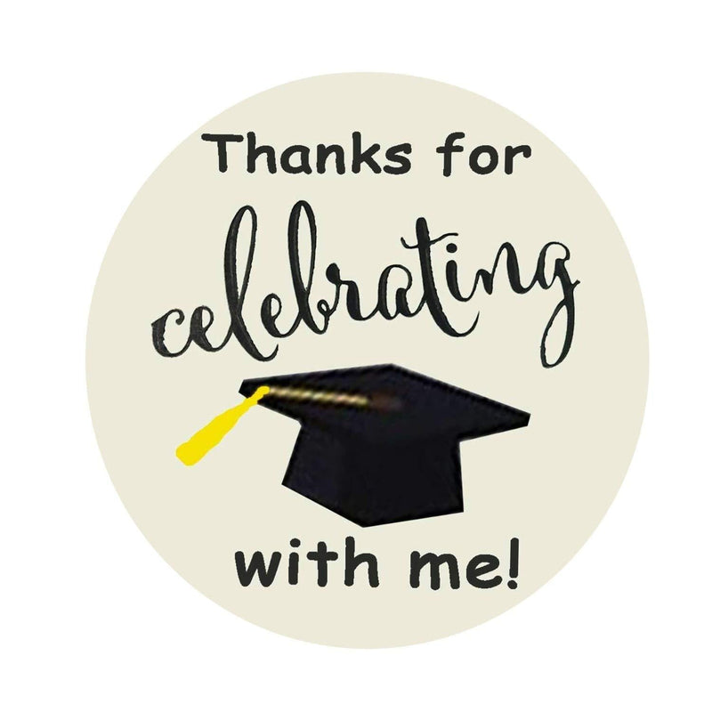 2 Inch Graduation Stickers,Thanks for Celebrate with Me Adhesive Labels - 100 Pieces/Roll