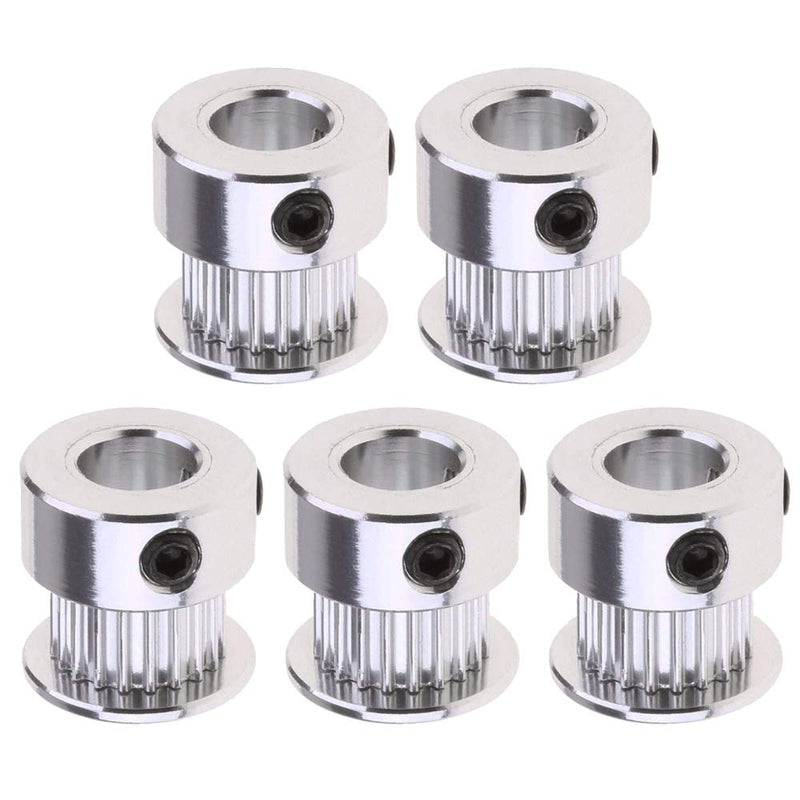 Saiper GT2 Timing Belt Pulley 20 Teeth Bore 8mm(5pcs), Aluminum Synchronous Wheel for 3D Printer 20T-B8