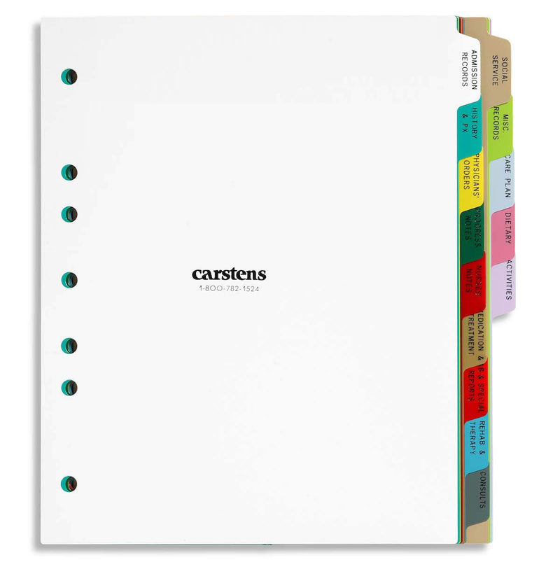 Carstens Heavy Duty Plastic Long-Term Care Divider Set, 14-Tab, Multi-Color, for Side-Opening 3-Ring and 5-Ring Binders