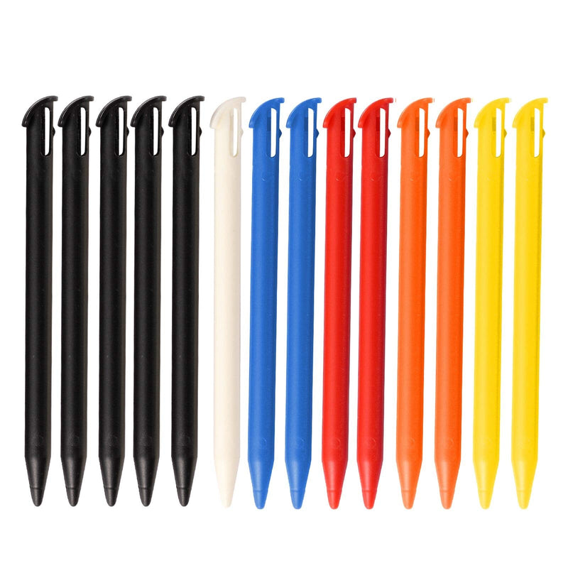 Yizerel Stylus Pen for New 3DS XL, 14 Pcs Colorful Plastic Replacement Touch Screen Stylus Set Compatible with New 3DS LL with HD Crystal Clear PET Films (Black White Blue Red Green Orange) new 3DS XL/LL