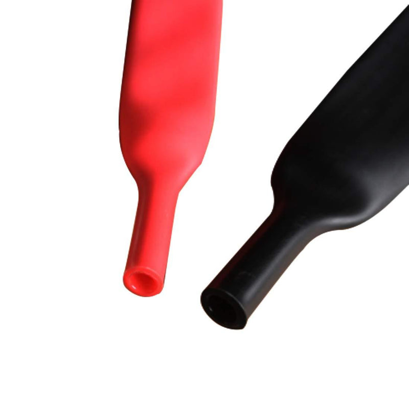 Ted Lele Dual-Wall 3:1 Adhesive Lined Heat Shrink Tubing, 1.5M/5FT, 12.7 mm, 1/2" Black and Red (12.7 mm, 1/2") 12.7 mm, 1/2"