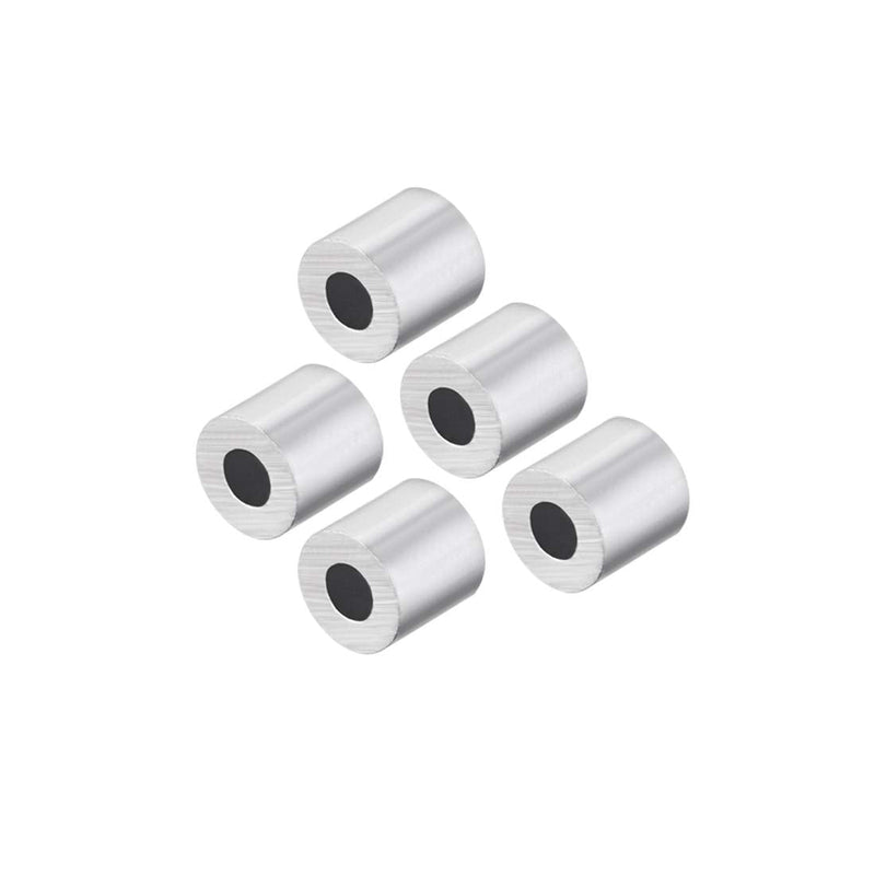 uxcell Aluminum Crimping Loop Sleeve Round for 5/64" - 3/32" Wire Rope Pack of 5