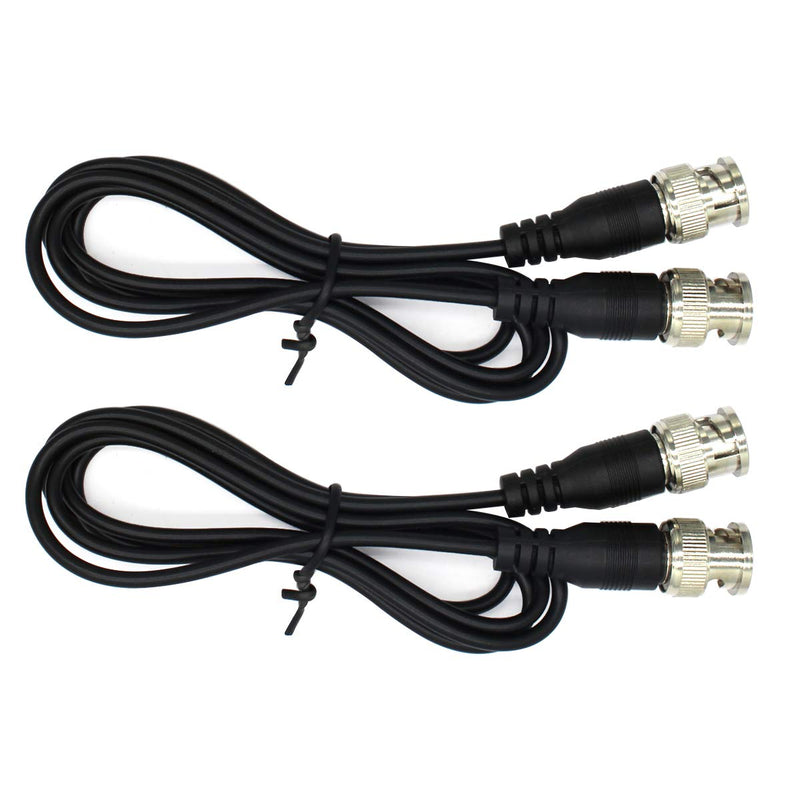 ANVISION 2-Pack Black 1m 3.3ft BNC Male to BNC Male Jumper Cable with Black Connector for CCTV DVR to TV System