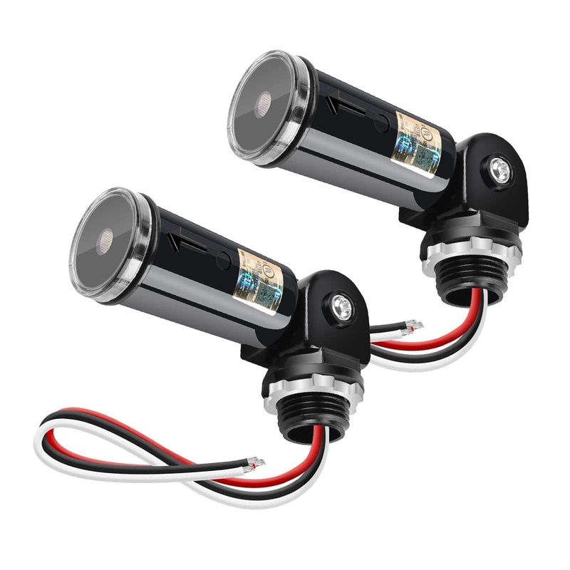 2-Pack Outdoor Conduit Lighting Control with Photocell and Swivel Mount Photoelectric Switch for Wall Packs, Shoebox Porch Lights 120-277V Photocell 2 Pack