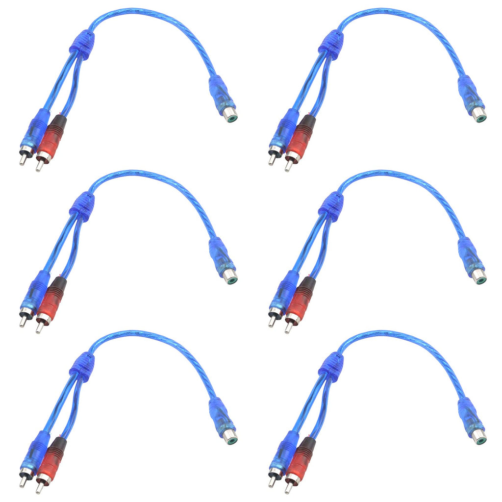 Antrader 1 Female to 2 Male RCA Y Splitter Cable Car Audio Converter Cord Adapter WireÂ Pack of 6 1 Female to 2 Male, 6pcs