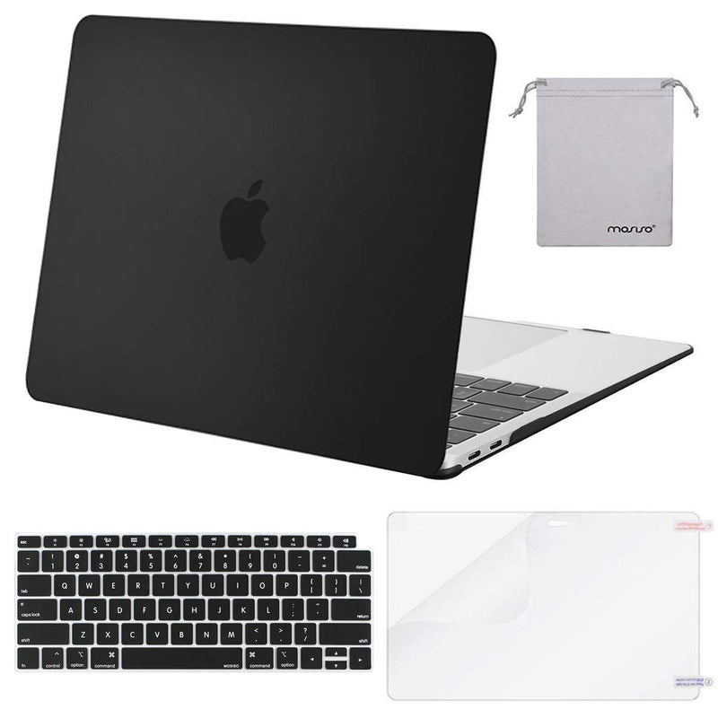 MOSISO Compatible with MacBook Air 13 inch Case 2020 2019 2018 Release A2337 M1 A2179 A1932 Retina Display Touch ID, Plastic Hard Shell&Keyboard Cover&Screen Protector&Storage Bag, Black