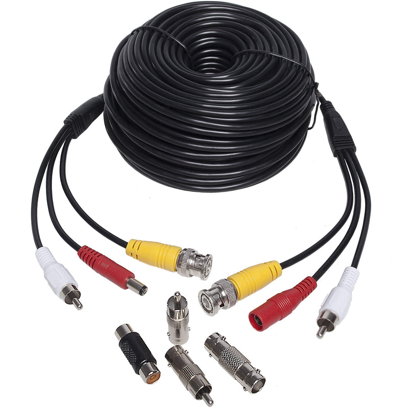 100ft HD Audio Video Security Camera BNC Power Cable Сopper - Gift BNC - Pre-Made All-in-One Extension Wire CCTV Cord with BNC RCA Connectors 30 m 3-in-1(100 Ft)