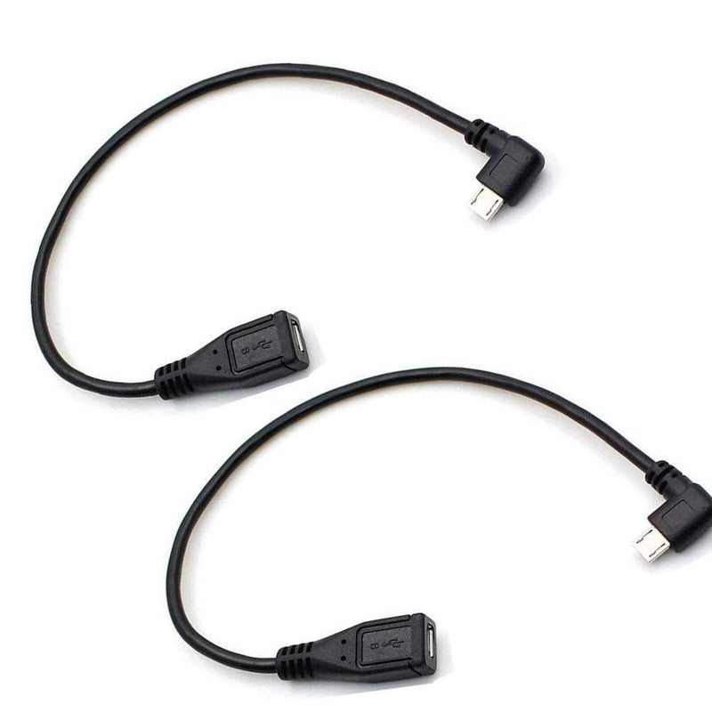 Micro USB Left Angle,Micro USB Extension Cable, 2-Pack 90 Degree Micro-B Male to Female Extension Cable, Data Transferring Cable Suitable for Samsung, HTC, Huawefti, Driving Recorder,Sony and More