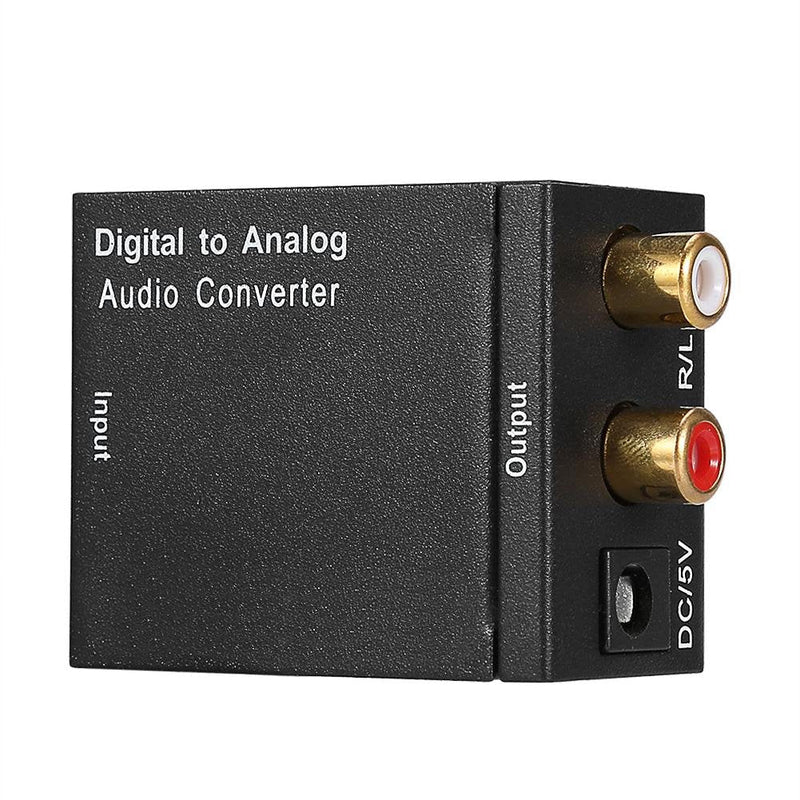 Digital to Analog Converter Adapter Digital Optical Coaxial Toslink to Analog Audio Signals with Optical Fiber Cable and USB Power Cable