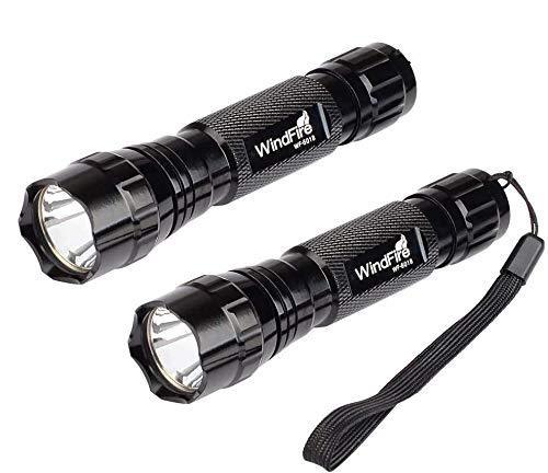 Super Bright Flashlight WF-501B Tactical Flashlight Cree XML L2 LED 1200 Lumens 1 Mode 3.7-18v Mini Portable Handheld Flashlight Torch for Hunting, Camping, Cycling 2Pack (Battery not Included)
