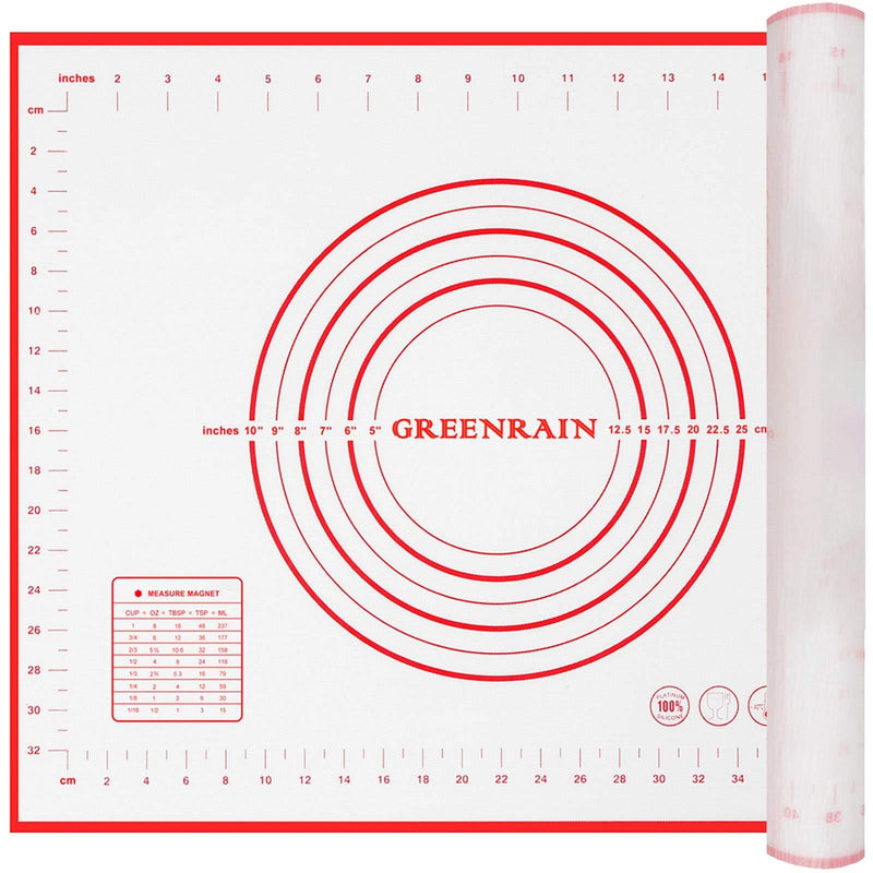 Silicone Pastry Mat Non Stick Extra Thick Baking Mat with Measurement Fondant Mat, Counter Mat, Dough Rolling Mat, Oven Liner, Pie Crust Mat (16''(W)20''(L)) M-16''(W)*20''(L) 1#Red