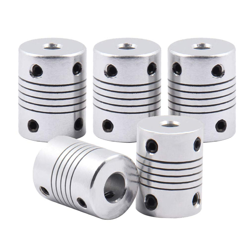 Saiper Flexible Couplings 5mm to 8mm (5pcs) Aluminum Alloy Joint Connector Compatible with NEMA 17 Stepper Motors, RepRap 3D Printer or CNC Machine, 3D Printer Accessories