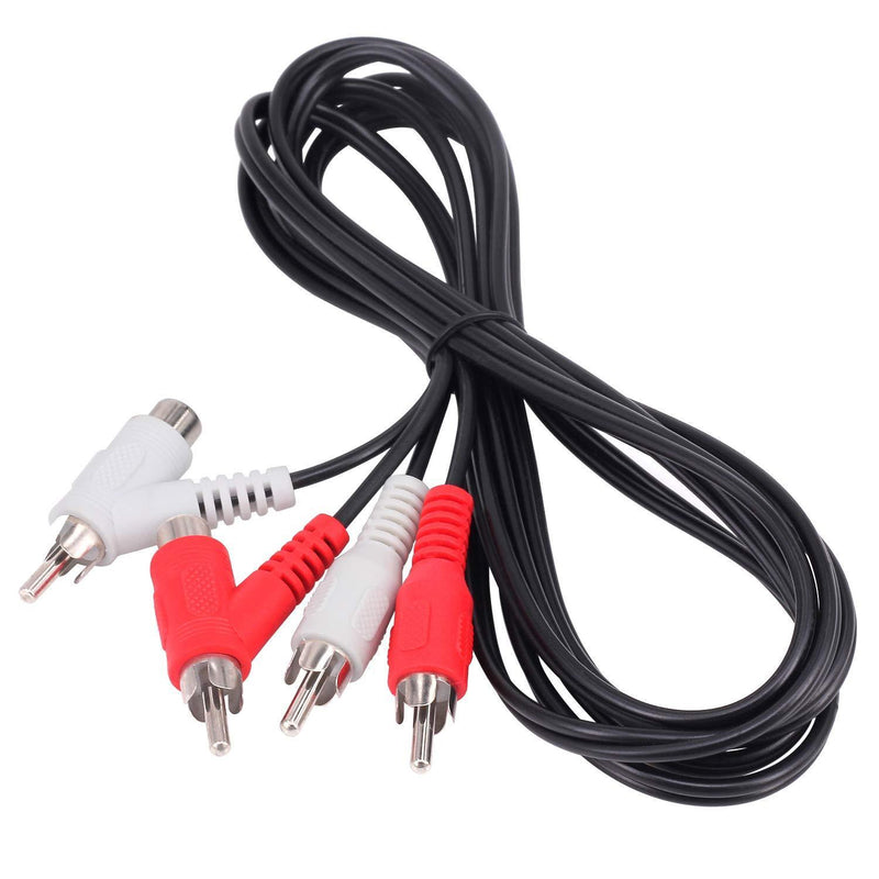Yeworth RCA Audio Piggyback Extender Cable, 5Ft 2 RCA Male to 2 RCA Male + RCA Female Piggyback Extension Audio Video AV Adapter Cord