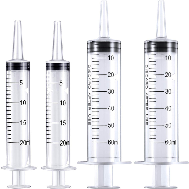 4 Packs Plastic Syringe with Measurement Oral Liquids Measuring Syringes Without Needle for Resin Epoxy Dispensing Watering Refilling