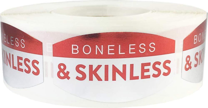 Boneless & Skinless Grocery Store Food Labels .75 x 1.375 Inch 500 Total Adhesive Stickers
