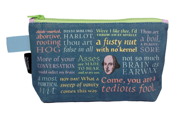 Shakespearean Insults Bag - 9" Zipper Pouch for Pencils, Tools, Cosmetics and More
