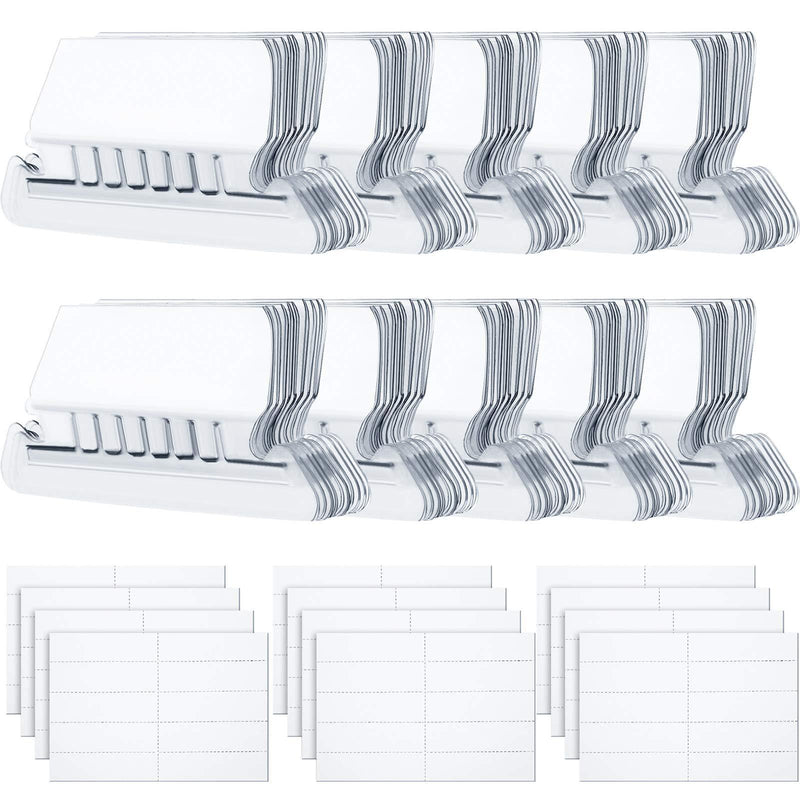 Jovitec 120 Sets Hanging Folder Tabs and Inserts Clear Plastic for Quick Identification of Hanging Files, Easy to Read, Hanging File Inserts (2 Inch, White Angle)