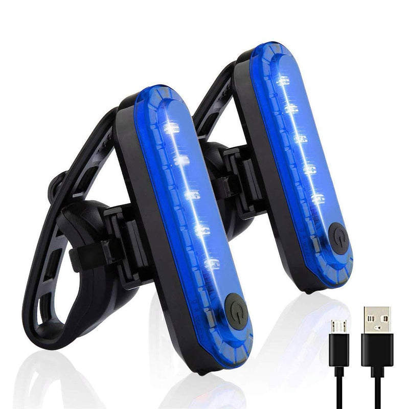 Volcano Eye Blue Rear Bike Tail Light 2 Pack, Ultra Bright USB Rechargeable Bicycle Taillights, High Intensity Led Accessories Fits On Any Road Bikes,Helmets. Cycling Led Safety Lights (Blue-2 pieces)