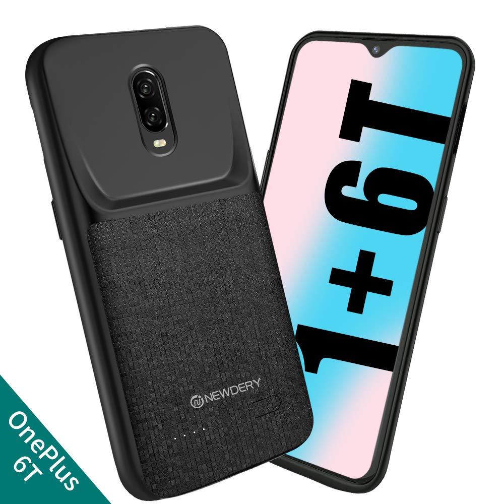 NEWDERY OnePlus 6T Battery Case, 4700mAh Slim Extended Charger Case with TPU Raised Bezels, Rechargeable Charging Case Cover Compatible for 1+ 6T 2018 Release