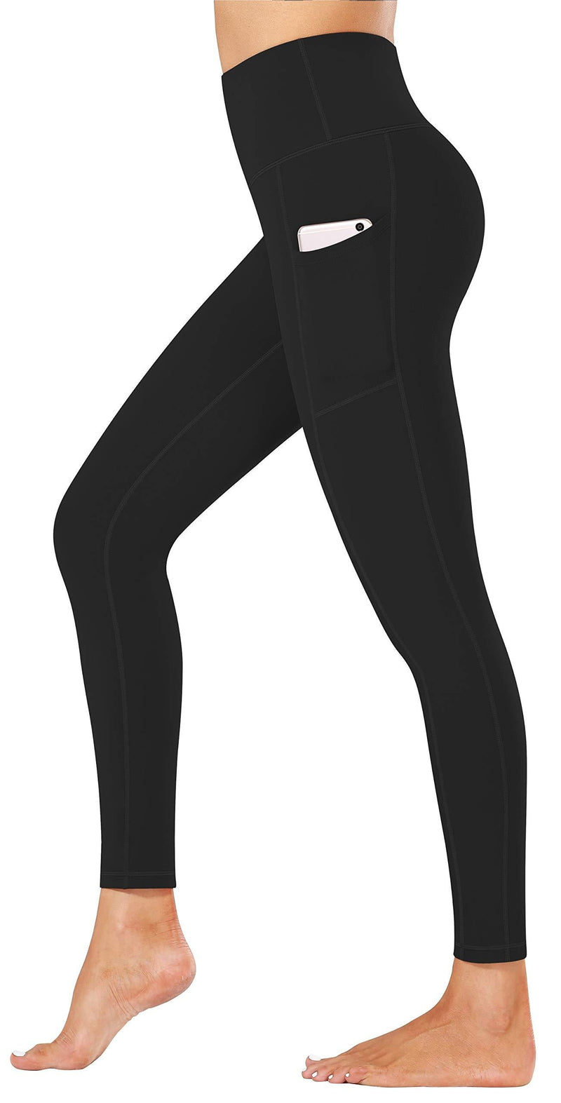 Fengbay High Waist Yoga Pants, Pocket Yoga Pants Tummy Control Workout Running 4 Way Stretch Yoga Leggings X-Small Black