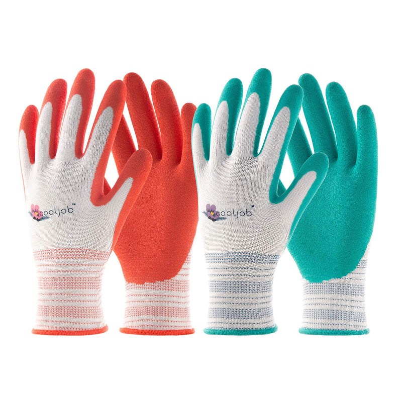 COOLJOB Gardening Gloves for Women, 6 Pairs Breathable Rubber Coated Garden Gloves, Outdoor Protective Work Gloves Medium Size fits Most, Red & Green (Half Dozen M) Medium/6 pairs Bright Red, Mint Green