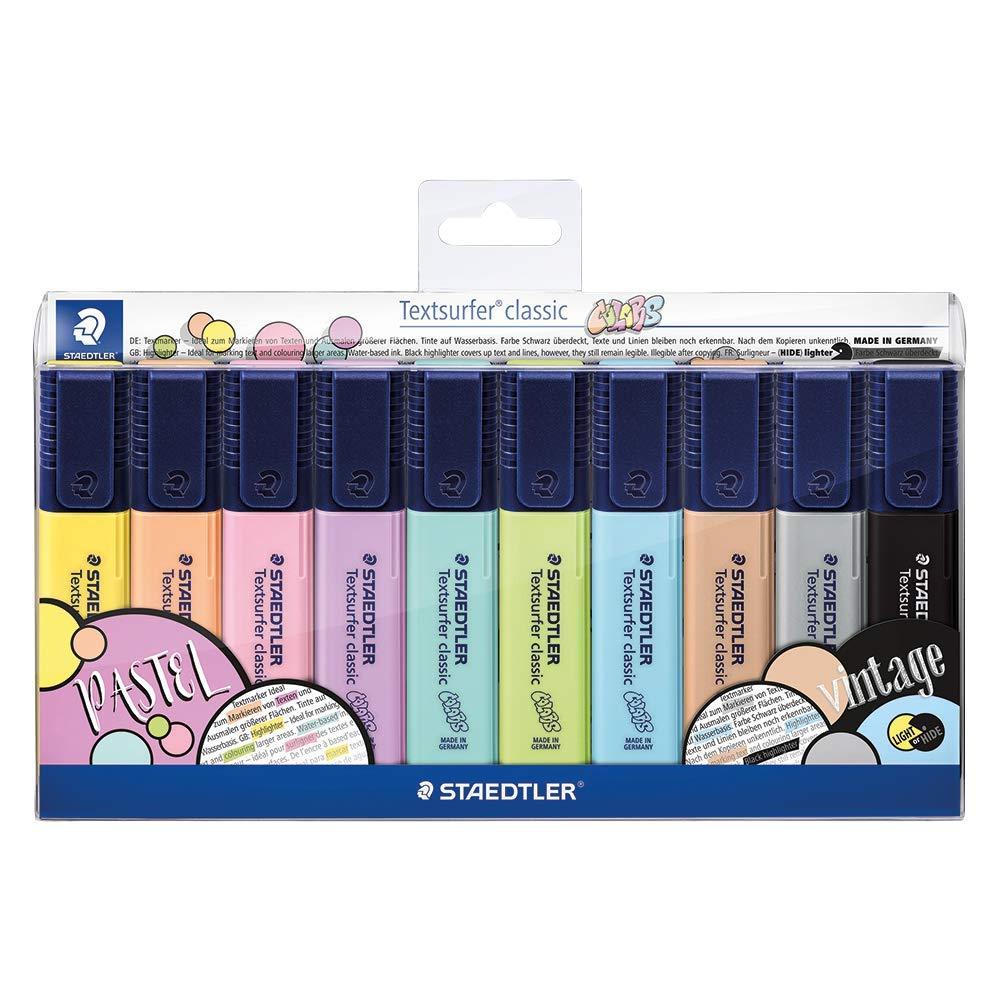 STAEDTLER 364 CWP10 textsurfer highlighters - pack of 10 pastel and vintage colours