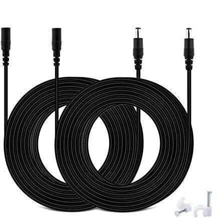DC Power Extension Cable, 33ft 2Pack 2.1mmx5.5mm DC Plug Power Supply Adapter Extension Cord 20AWG Power Cord Compatible with 12V,24V Wireless CCTV IP Security Camera,Led Strip Lights,Standalone DVR Black