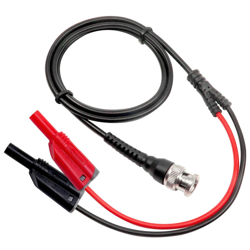Amadget Coaxial Cable BNC Male to Dual 4mm Banana Plug Stackable Test Lead Probe for Oscilloscope 120CM