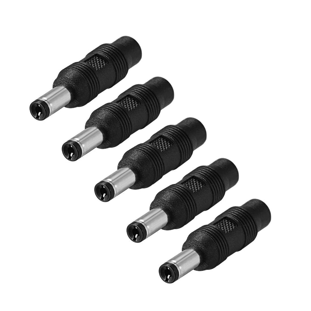 uxcell 5pcs DC Power Connector Adapter 5.5mm x 2.1mm Male Plug to 3.5mm x 1.35mm Female Jack Converter for Laptop CCTV Camera strip lighting Black