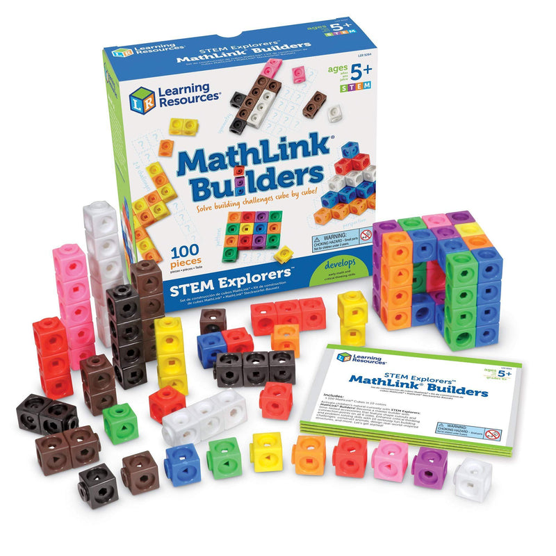 Learning Resources STEM Explorers, Math Cubes, Develops Critical Thinking Skills, Early Math Skills, Mathlink Builders, 100 Pieces, Ages 5+ Mathlink Cubes