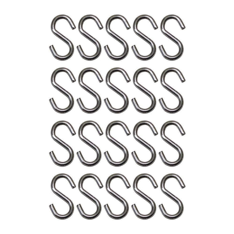 S Hook - Marine Grade 316 Stainless Steel 1.56" Long, 5/32" Thick Metal Hook for Hanging and Utility Use (20) 20